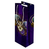 Steampunk Spider op Paarse achtergrond Wijn Cadeautas (Voorkant Gekanteld)