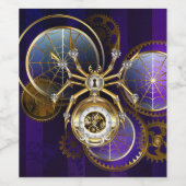 Steampunk Spider op Paarse achtergrond Wijn Etiket (Enkel label)