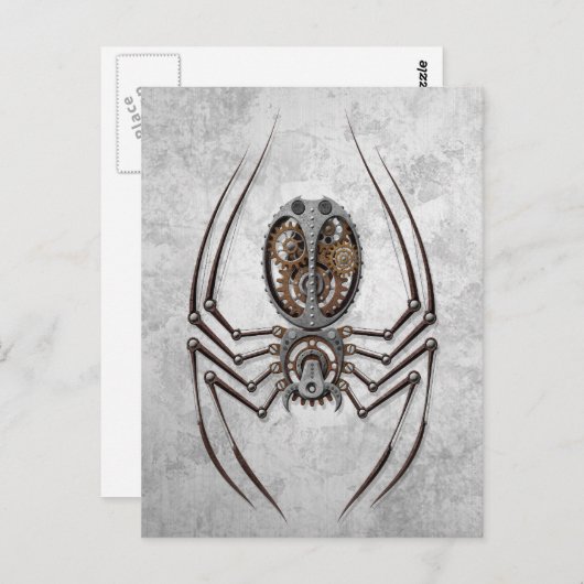 Steampunk Spider op ruw staal Briefkaart (Voorkant / Achterkant)