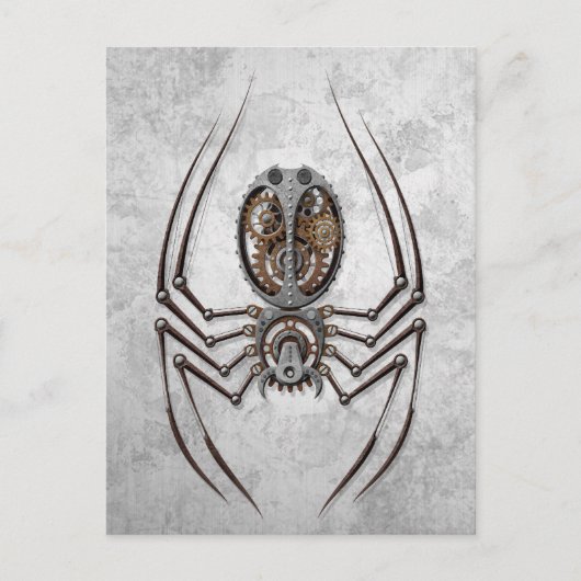 Steampunk Spider op ruw staal Briefkaart (Voorkant)