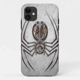 Steampunk Spider op ruw staal iPhone 11 Hoesje