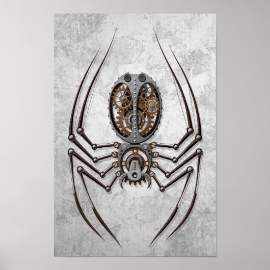 Steampunk Spider op ruw staal Poster (Voorkant)