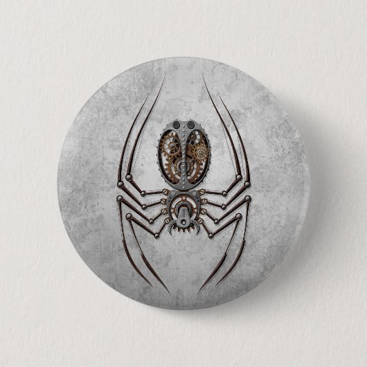 Steampunk Spider op ruw staal Ronde Button 5,7 Cm (Voorkant)