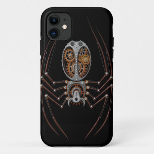 Steampunk Spider, zwarte achtergrond iPhone 11 Hoesje