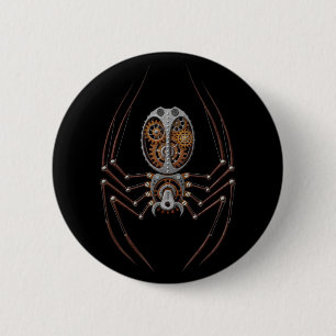 Steampunk Spider, zwarte achtergrond Ronde Button 5,7 Cm
