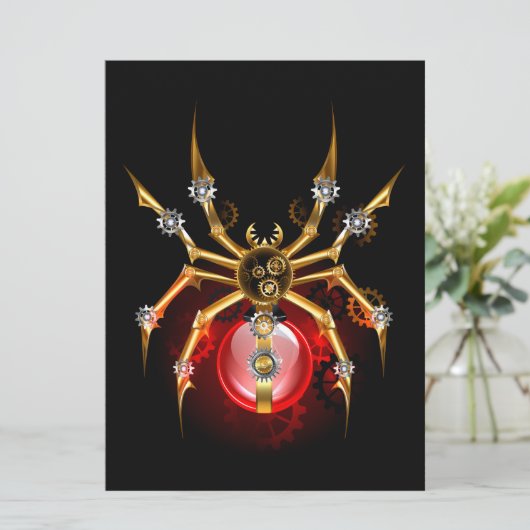 Steampunk spin op zwart aankondiging (Staand voorkant)