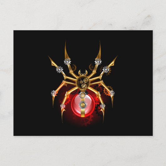 Steampunk spin op zwart aankondigingskaart (Voorkant)