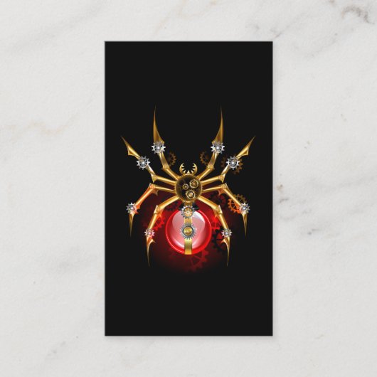 Steampunk spin op zwart advieskaart (Voorkant)