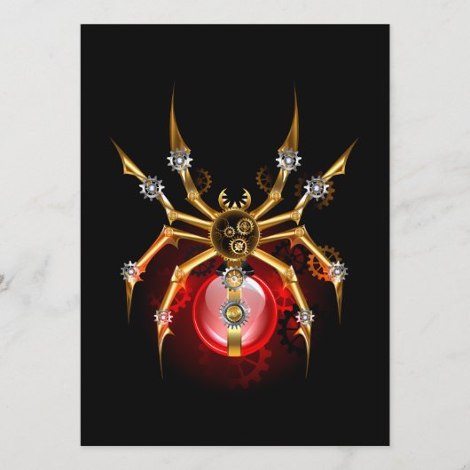 Steampunk spin op zwart advieskaart (Voorkant)