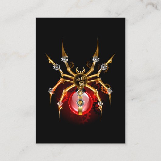 Steampunk spin op zwart afsprakenkaartje (Voorkant)