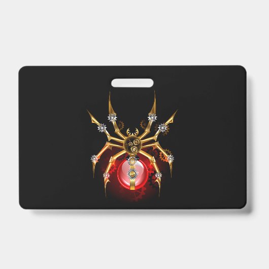 Steampunk spin op zwart badge (Voorzijde)