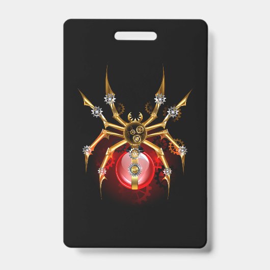 Steampunk spin op zwart badge (Voorzijde)