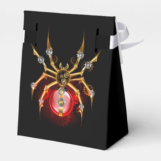 Steampunk spin op zwart bedankdoosjes (Achterkant)