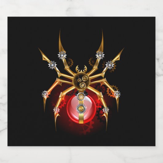 Steampunk spin op zwart bier etiket (Enkel label)