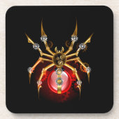 Steampunk spin op zwart bier onderzetter (Voorkant)