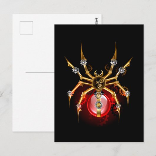 Steampunk spin op zwart briefkaart (Voorkant / Achterkant)