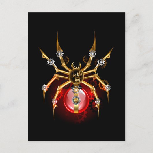 Steampunk spin op zwart briefkaart (Voorkant)