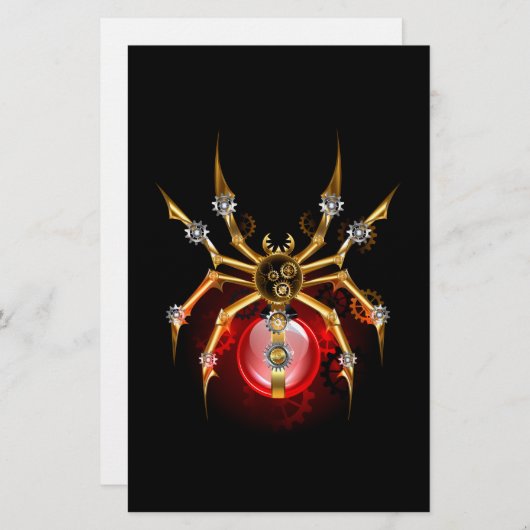 Steampunk spin op zwart briefpapier (Voorkant / Achterkant)