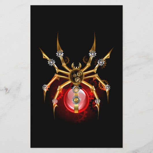 Steampunk spin op zwart briefpapier (Voorkant)