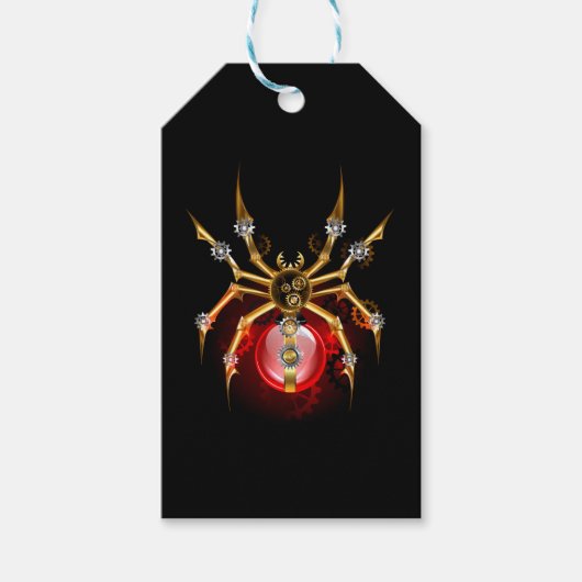 Steampunk spin op zwart cadeaulabel (Voorkant)