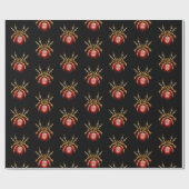 Steampunk spin op zwart cadeaupapier (Vlak)