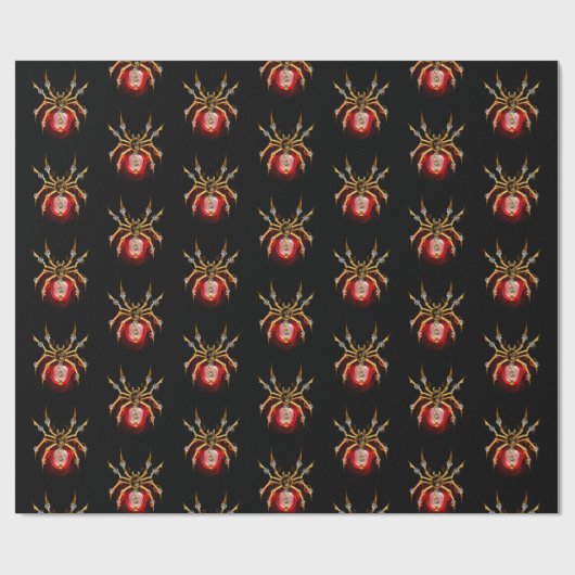 Steampunk spin op zwart cadeaupapier (Vlak)