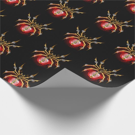 Steampunk spin op zwart cadeaupapier (Hoek)