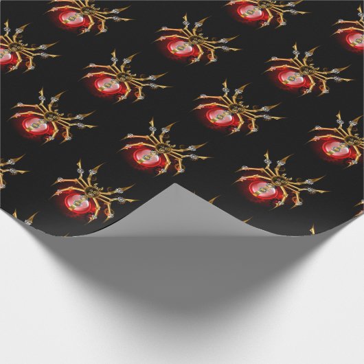 Steampunk spin op zwart cadeaupapier (Hoek)