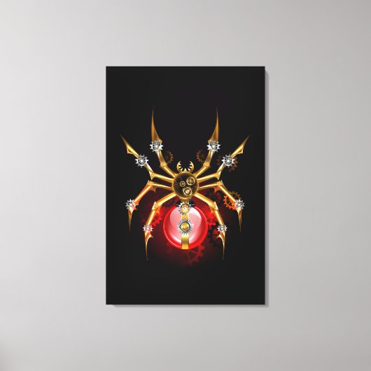 Steampunk spin op zwart canvas afdruk (Voorkant)