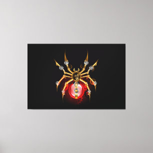 Steampunk spin op zwart canvas afdruk
