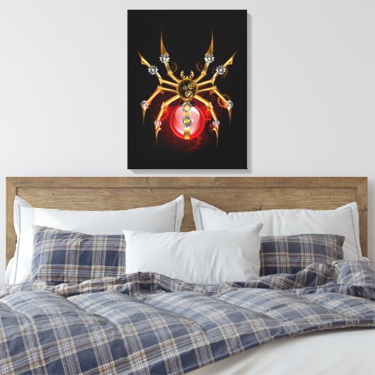 Steampunk spin op zwart canvas afdruk (Insitu (Slaapkamer))