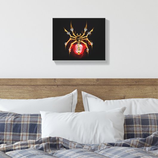 Steampunk spin op zwart canvas afdruk (Insitu (Slaapkamer))