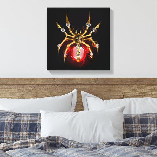 Steampunk spin op zwart canvas afdruk (Insitu (Slaapkamer))