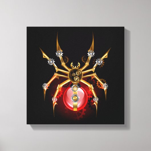 Steampunk spin op zwart canvas afdruk (Voorkant)
