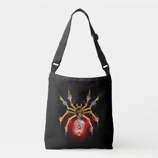 Steampunk spin op zwart crossbody tas (Voorkant)