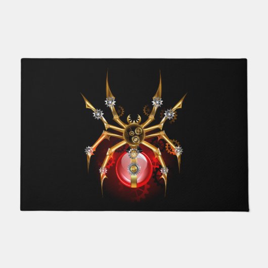 Steampunk spin op zwart deurmat (Voorkant)
