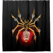Steampunk spin op zwart douchegordijn (Voorkant)