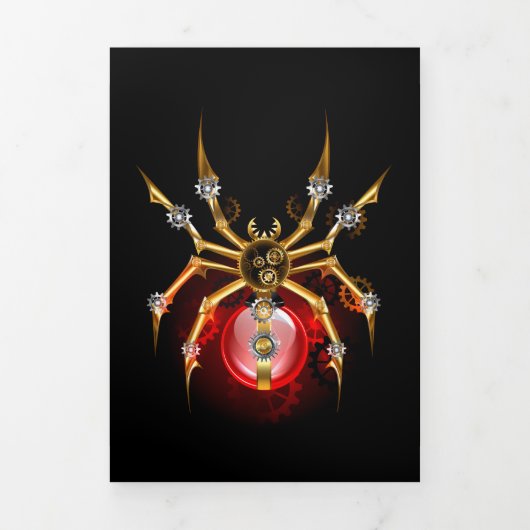 Steampunk spin op zwart drieluik uitnodiging (Cover)