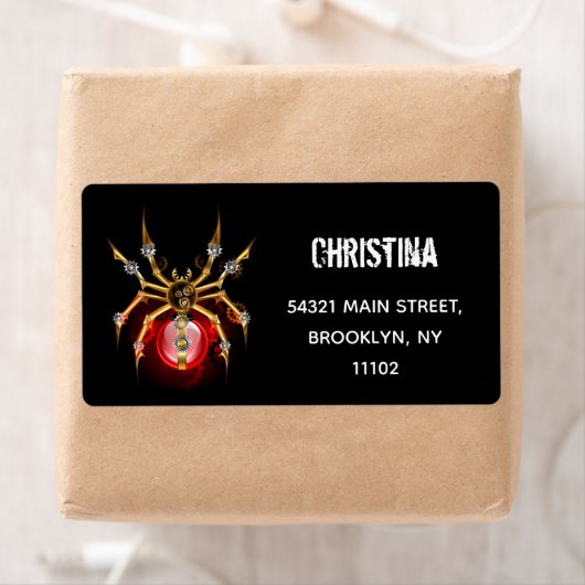 Steampunk spin op zwart etiket (Insitu)