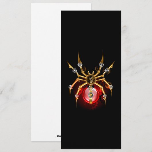 Steampunk spin op zwart feestdagenkaart (Voorkant / Achterkant)