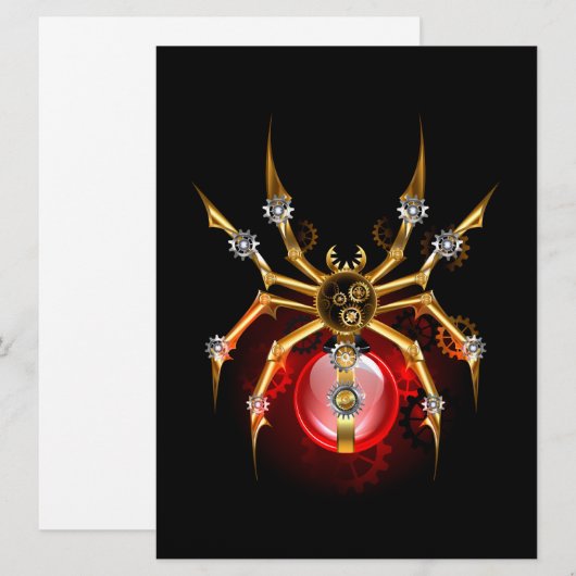 Steampunk spin op zwart feestdagenkaart (Voorkant / Achterkant)