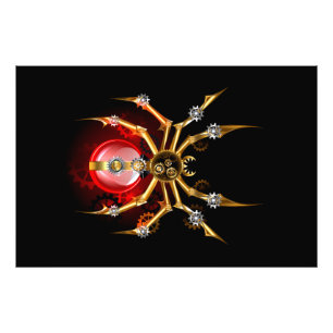 Steampunk spin op zwart foto afdruk