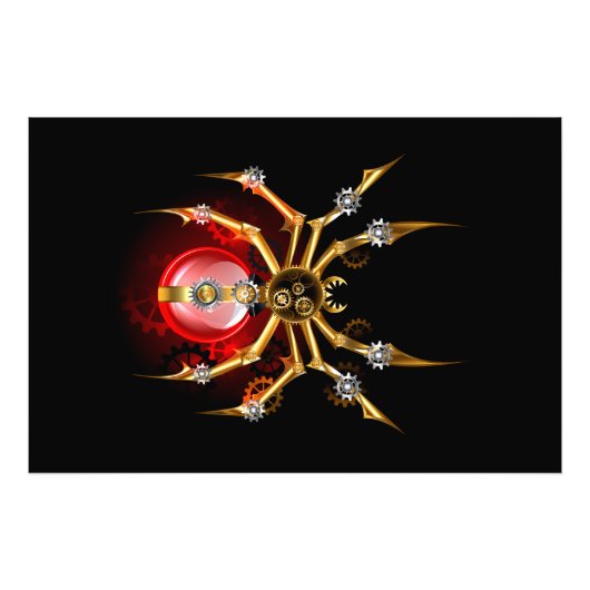 Steampunk spin op zwart foto afdruk (Voorkant)