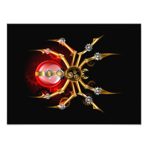 Steampunk spin op zwart foto afdruk