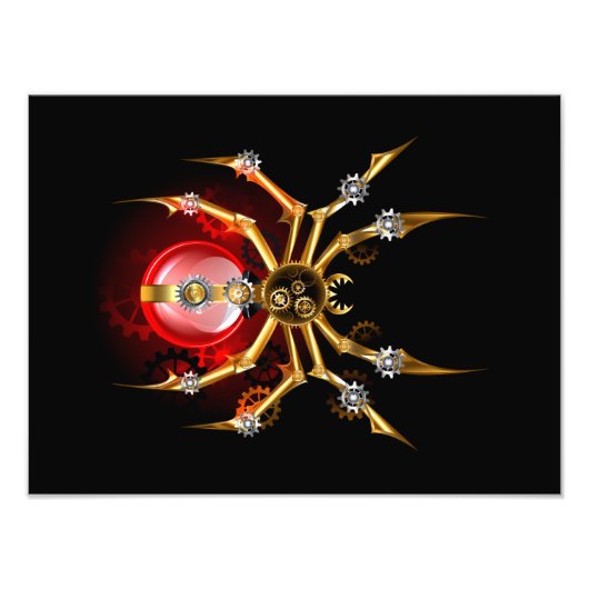 Steampunk spin op zwart foto afdruk (Voorkant)