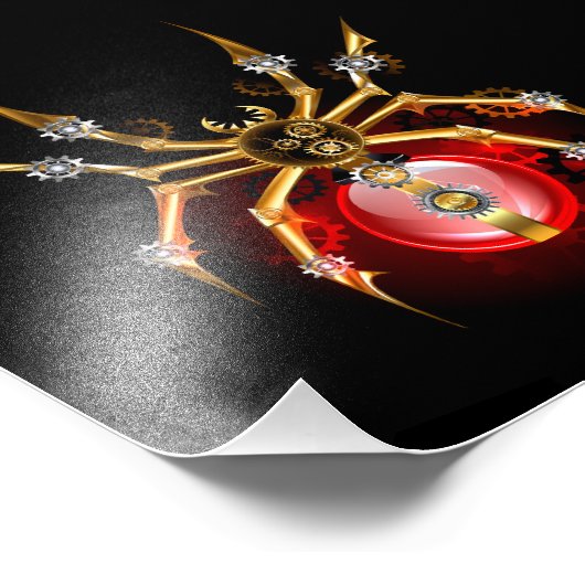 Steampunk spin op zwart foto afdruk (Hoek)