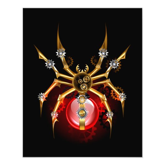 Steampunk spin op zwart foto afdruk (Voorkant)