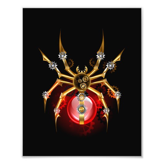 Steampunk spin op zwart foto afdruk (Voorkant)