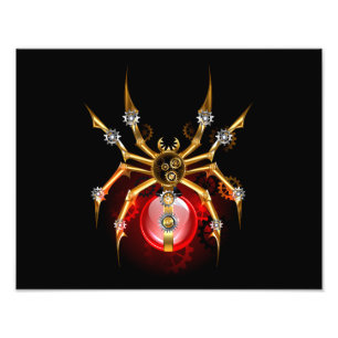 Steampunk spin op zwart foto afdruk