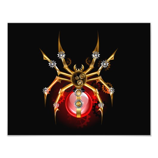 Steampunk spin op zwart foto afdruk (Voorkant)